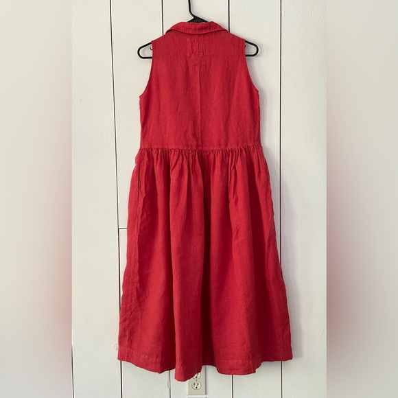 Frank & Eileen Daphne Sleeveless Popover Dress in Summer Red Sz XS Washed Linen - Picture 6 of 16